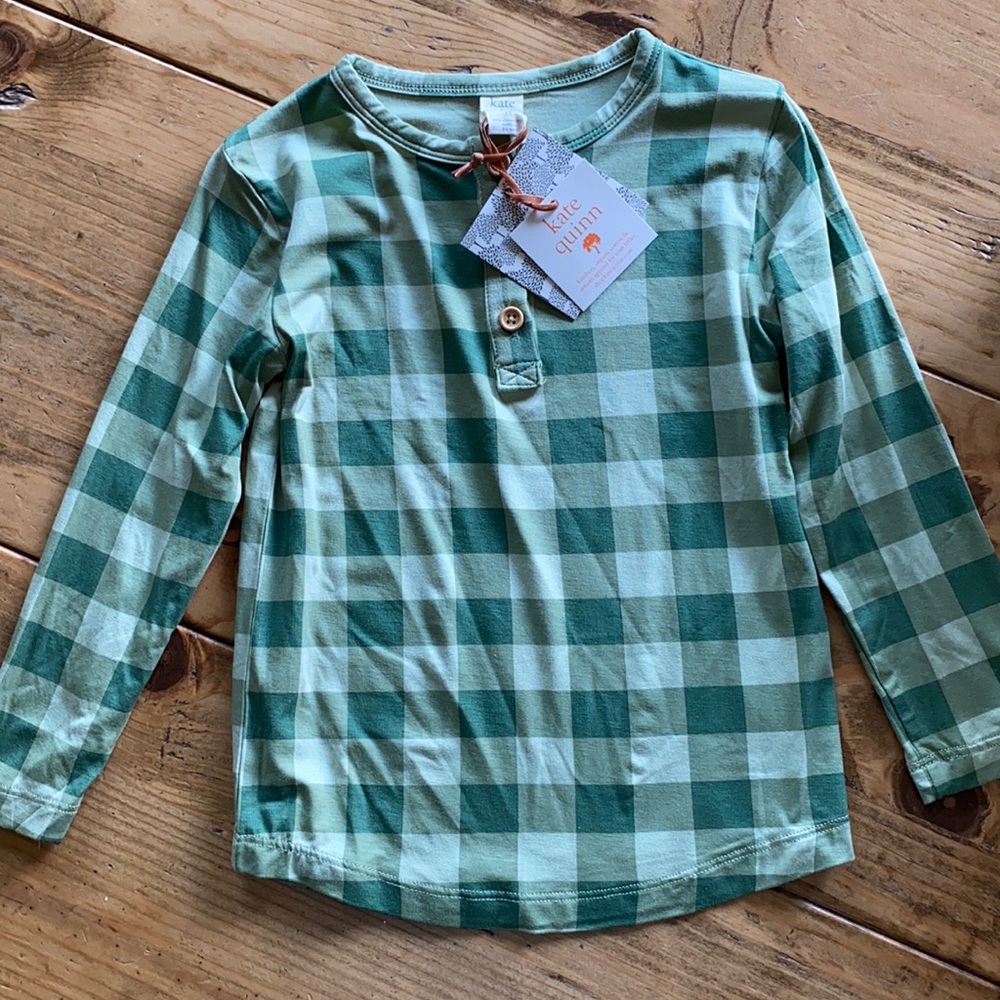 Kate Quinn NWT 3T 1/4 LS button up BAMBOO